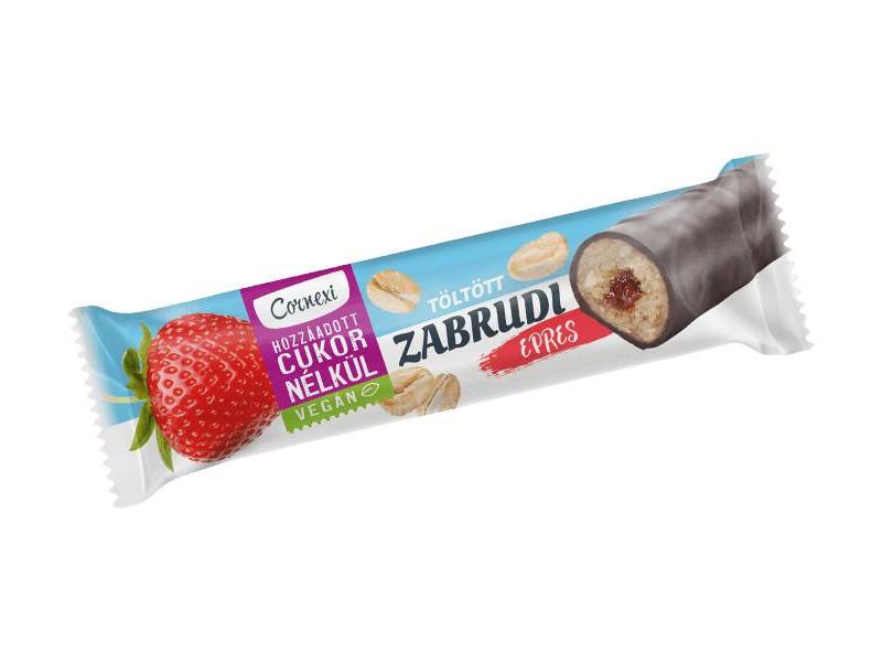 Cornexi vegán zabrudi epres töltelékkel töltött zabrúd kakaós bevonattal édesítőszerrel hcn 30 g