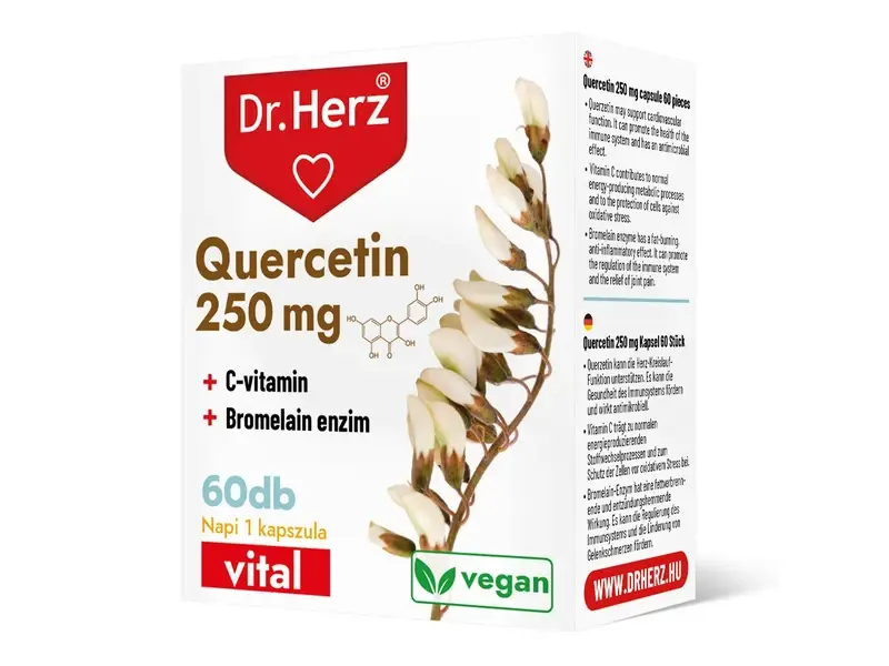 Dr. Herz Quercetin 250 mg+ C-vitamin+Bromelain enzim kapszula 60db Dr. Herz Quercetin 250 mg+ C-vitamin+Bromelain enzim kapszula 60db