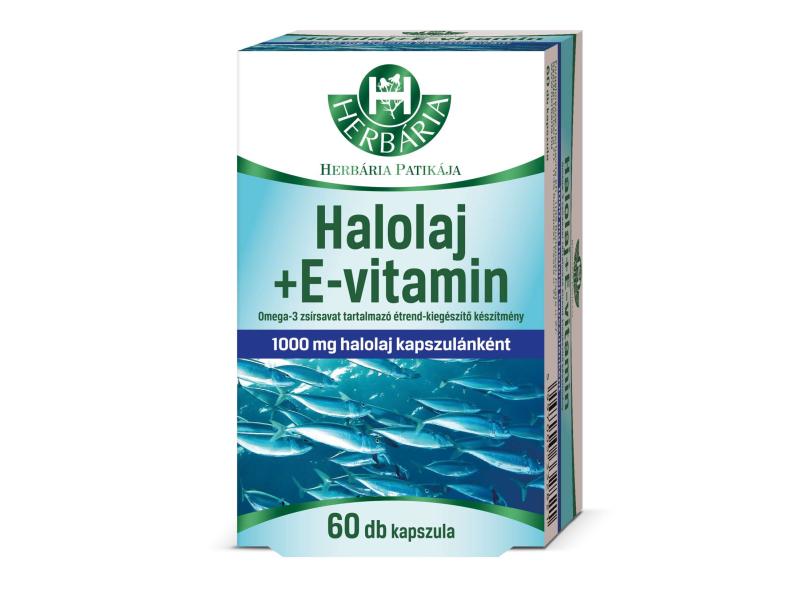 Herbária Halolaj + E-vitamin, Omega-3 zsírsavat tartalmazó étrend-kiegészítő kapszula, 60 db
