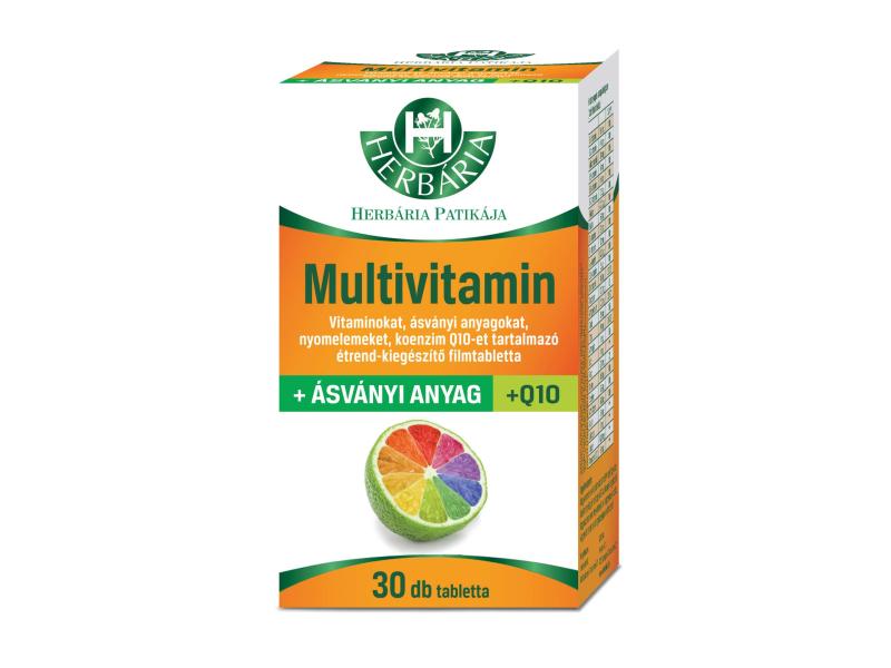 Herbária Multivitamin + ásványi anyag + Q10 étrend-kiegészítő filmtabletta, 30 db