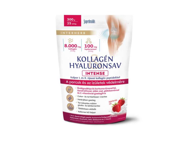 Interherb Kollagén & Hyaluronsav Intense Porcépítő Italpor Málna ízű 300 g Interherb Kollagén & Hyaluronsav Intense Porcépítő Italpor Málna ízű 300 g