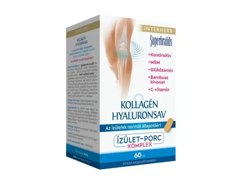 Interherb Kollagén & Hyaluronsav Porcépítő tabletta 60 db Interherb Kollagén & Hyaluronsav Porcépítő tabletta 60 db