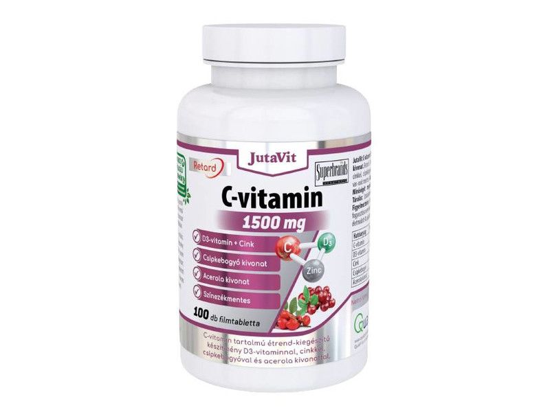 JutaVit C-vitamin 1500mg + csipkeb.+acerola kivonat+D3 100db JutaVit C-vitamin 1500mg + csipkeb.+acerola kivonat+D3 100db