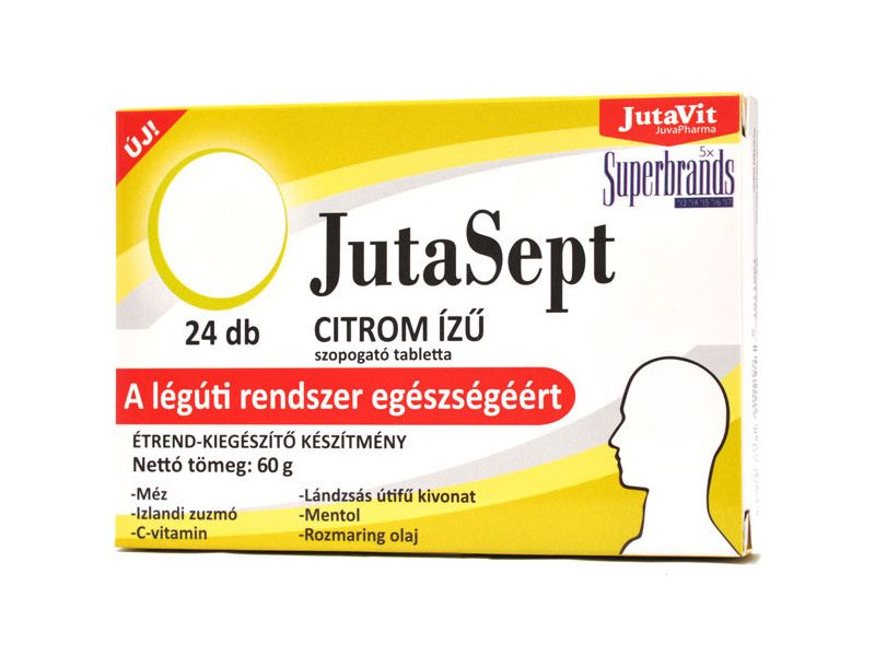 Jutavit Jutasept szopogató tabletta Citrom 24db Jutavit Jutasept szopogató tabletta Citrom 24db