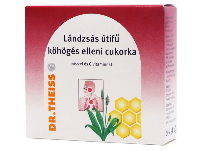 Dr. Theiss Lándzsás útifű köhögés elleni cukorka 50g Dr. Theiss Lándzsás útifű köhögés elleni cukorka 50g